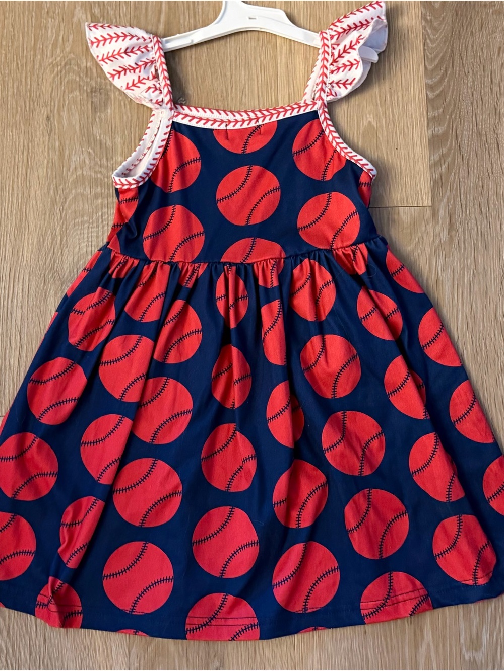 Pete & Lucy Girl's Size 4T Red & Navy Sundress With Baseball Pattern - Picture 5 of 7